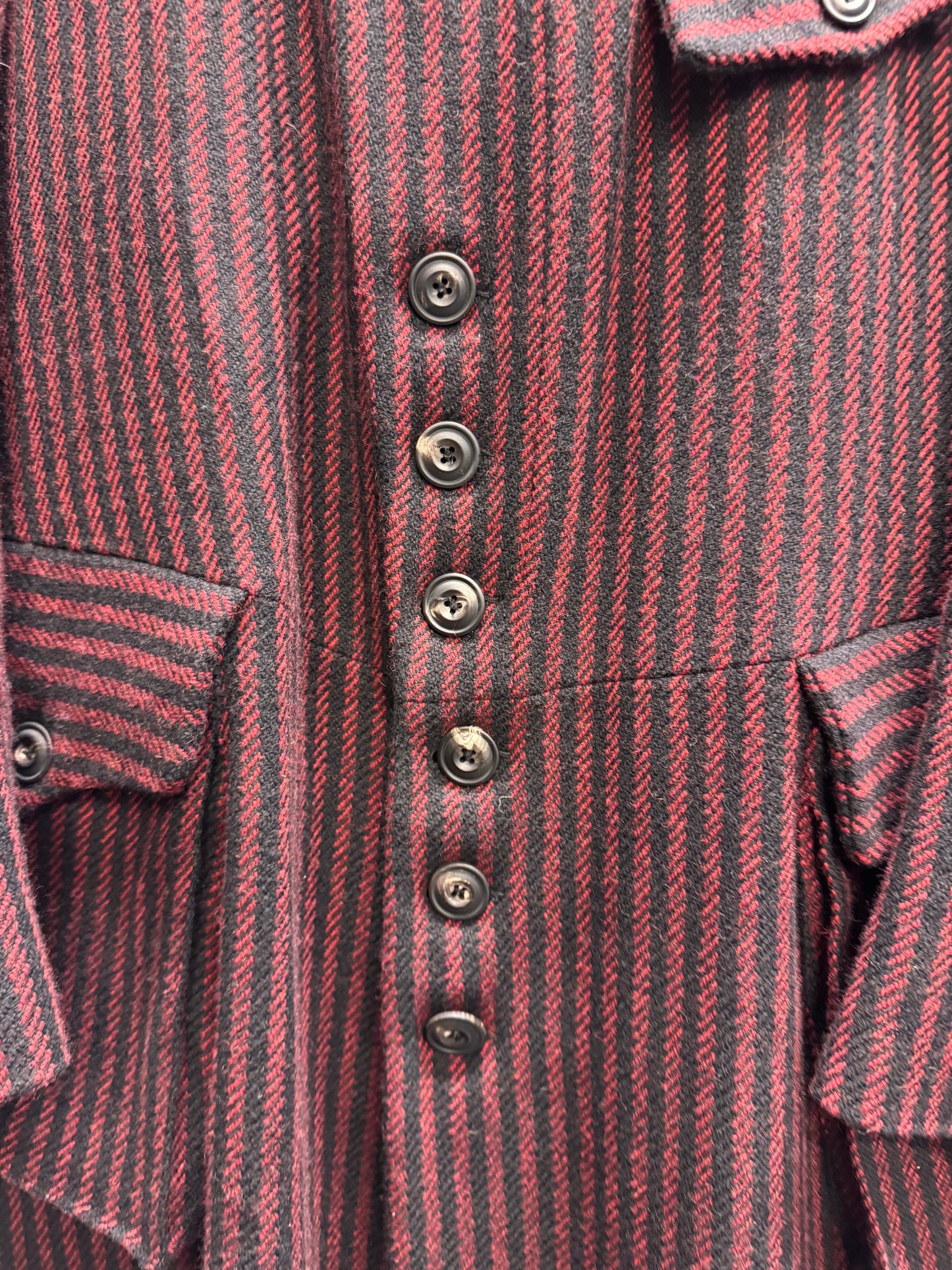 John Alexander Skelton CX AW21 British Wool Striped High Collar Coat