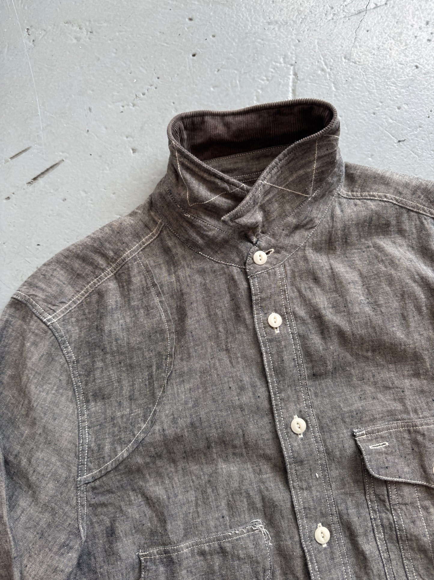 all saints spitalfield wire collar multi pocket shirt