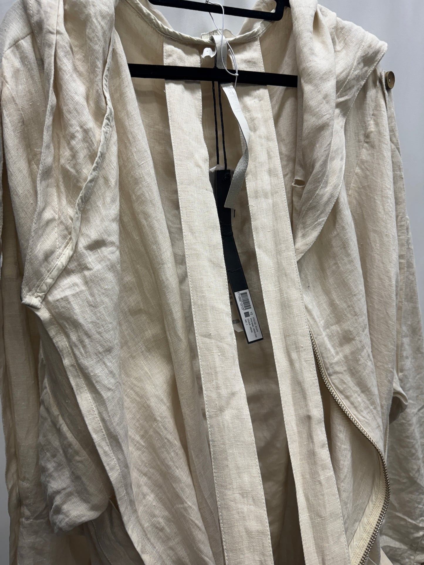 Barbara I Gongini Harness Bondage Asymmetrical Hooded Linen Coat