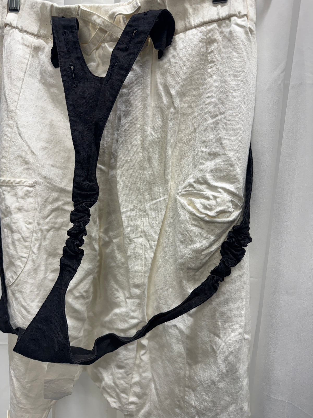 NostraSantissima Linen Contrast Suspender Drop Crotch Trouser