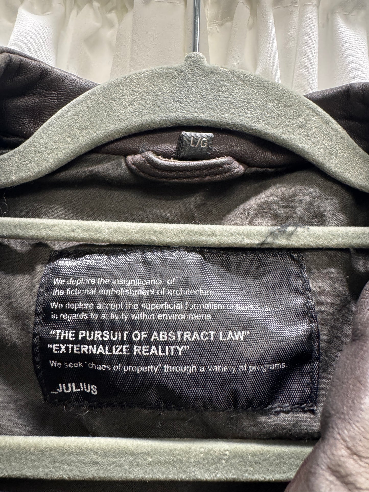 julius leather overlocked asymmetric zipper jacket