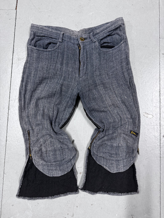 20471120 Hyoma Gussetted Leather / Denim Capri