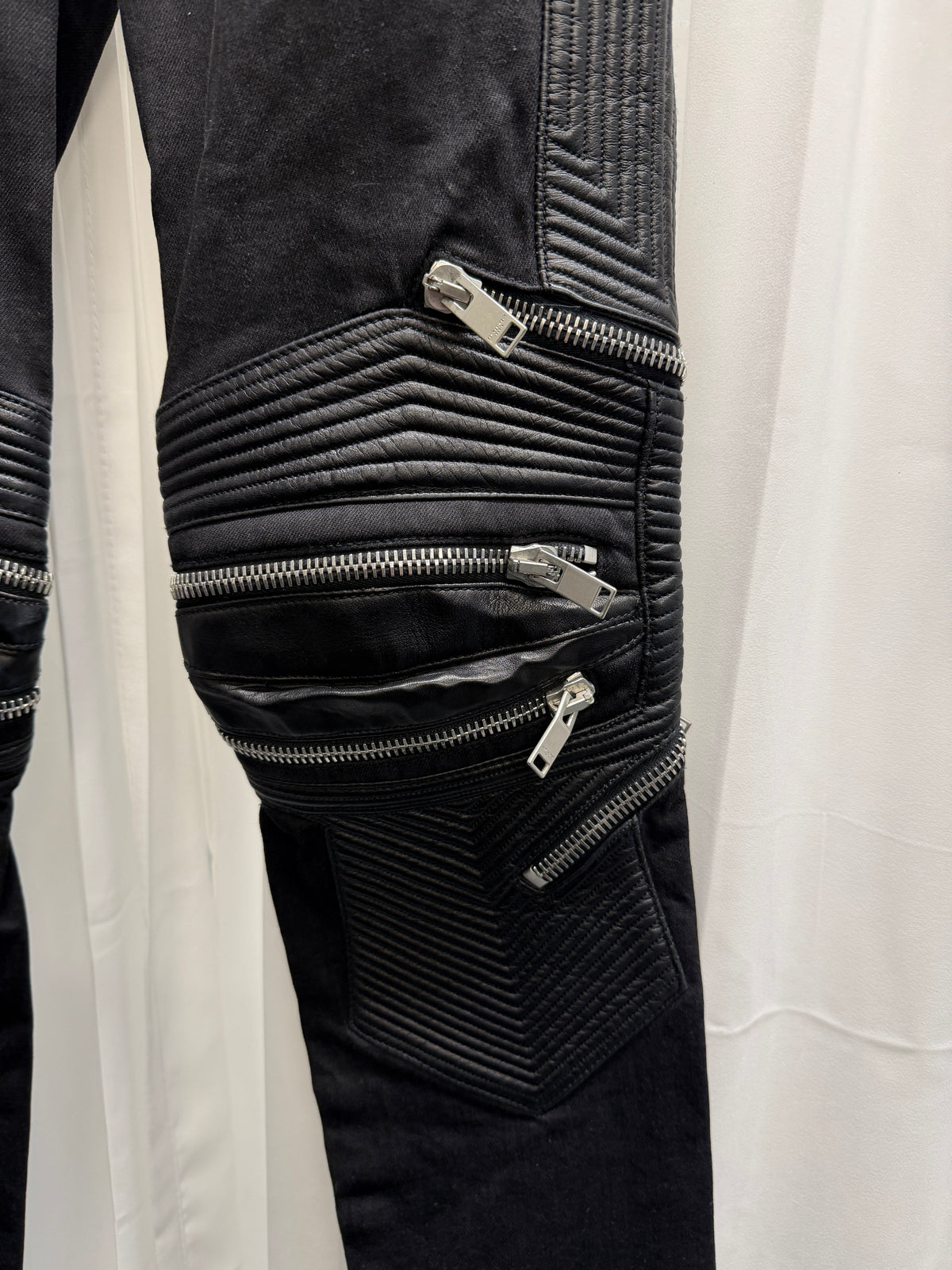 Saint Laurent Paris AW14 D04 Multi-Zip Leather Panel Biker Jeans