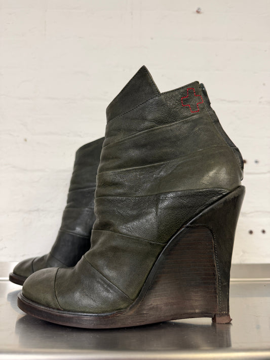 AF Vandevorst Bandage Wrap Leather Wedge Heel