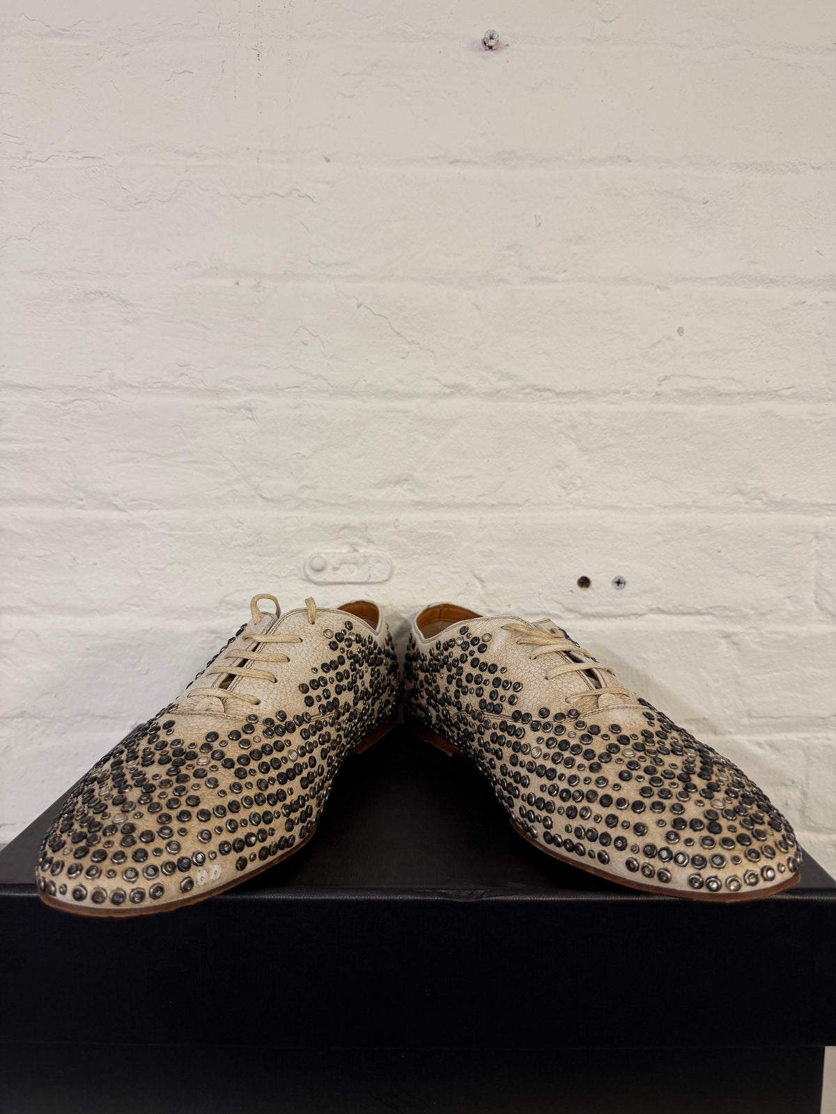 Saint Laurent Paris All Over Studded Leather Derby Shoes (44/45)