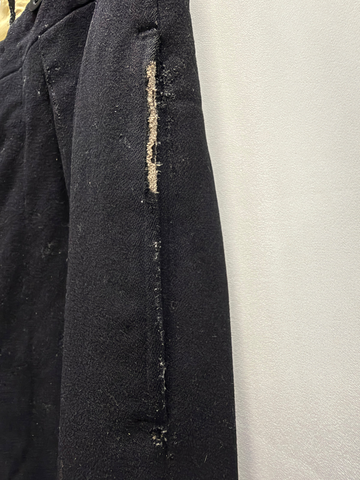 Antique Thrashed/Repaired Wool Wide-Leg Trousers (S)