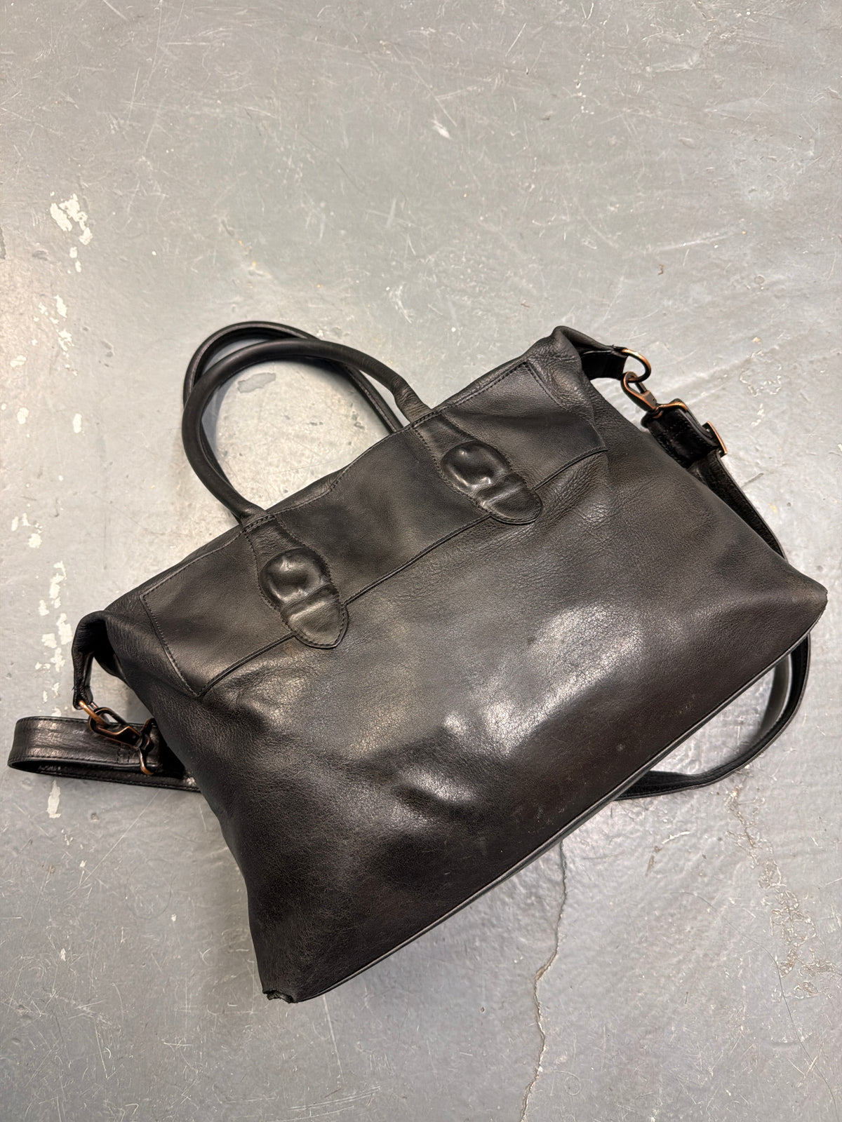 Mihara Yasuhiro 1990s Moulded Leather Buckle Crossbody Bag