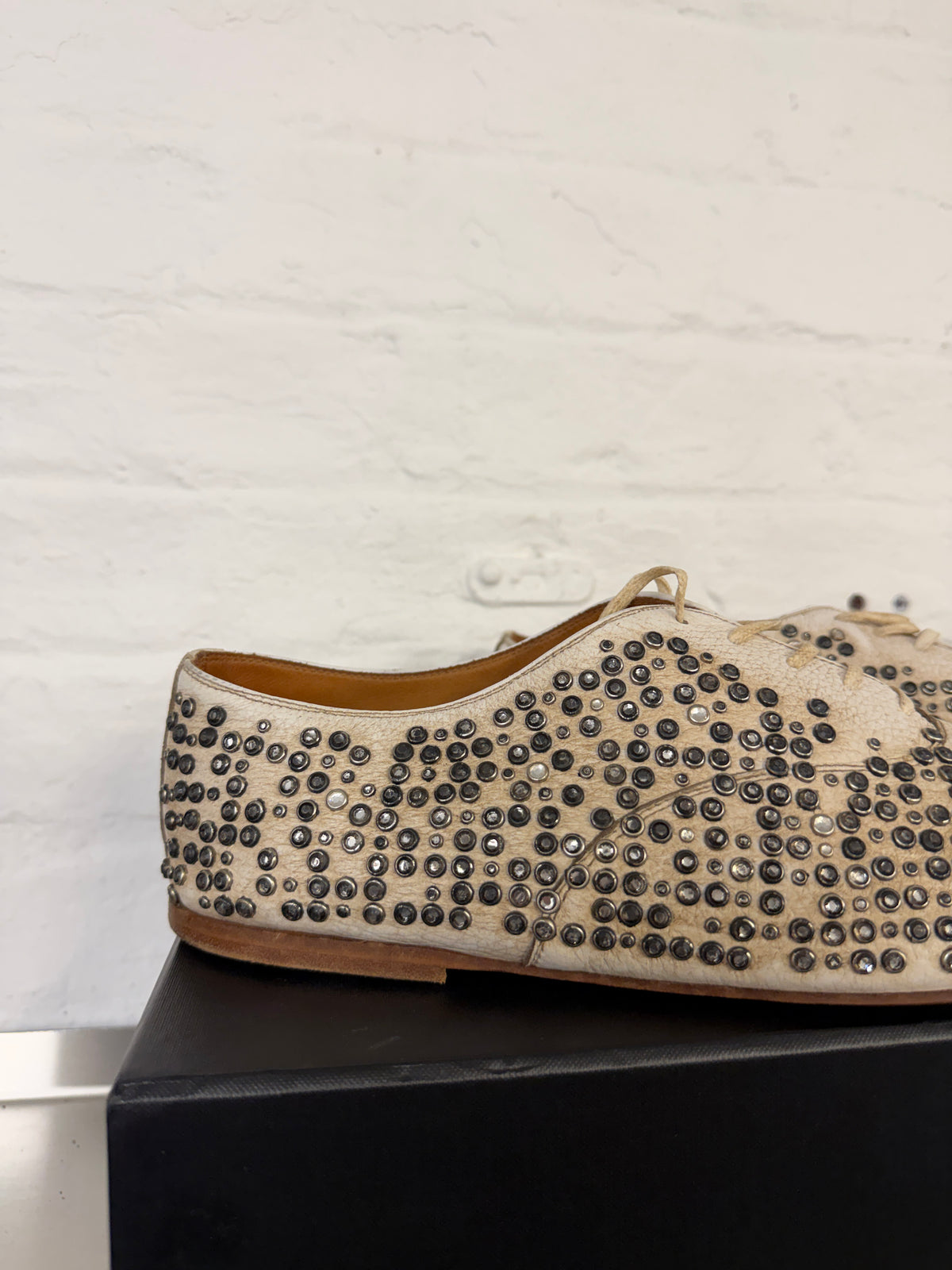 Saint Laurent Paris All Over Studded Leather Derby Shoes (44/45)