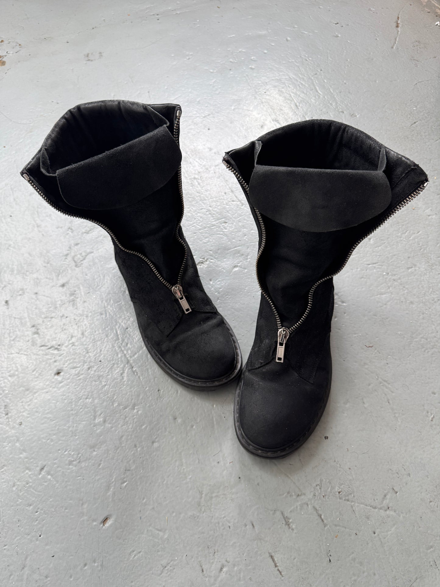 Rick Owens AW11 Limo Blistered Reverse Leather Mohawk Creeper Boot