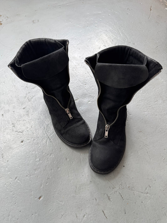 Rick Owens AW11 Limo Blistered Reverse Leather Mohawk Creeper Boot
