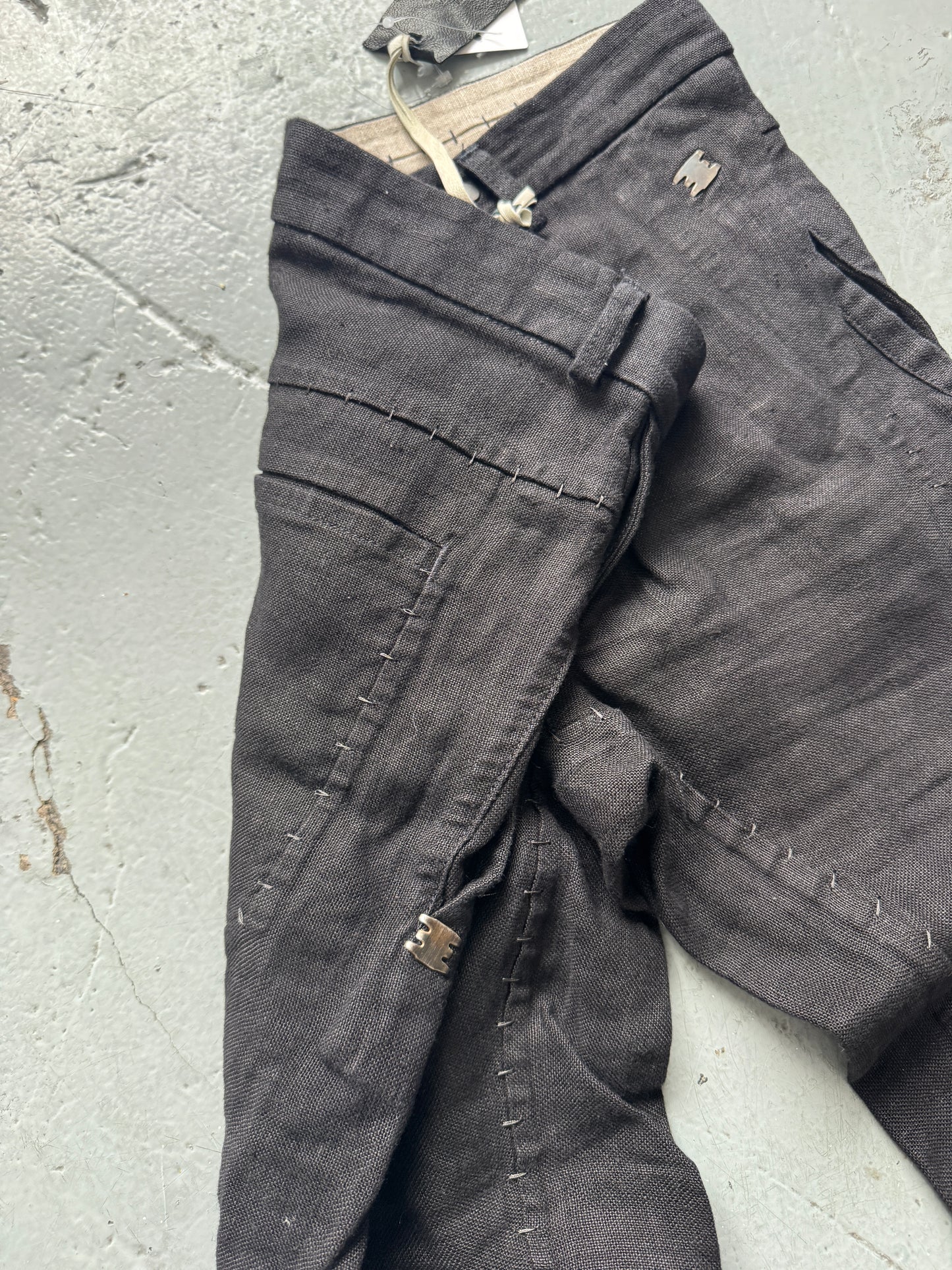isaac sellam staple stitch metal detail linen twist pants