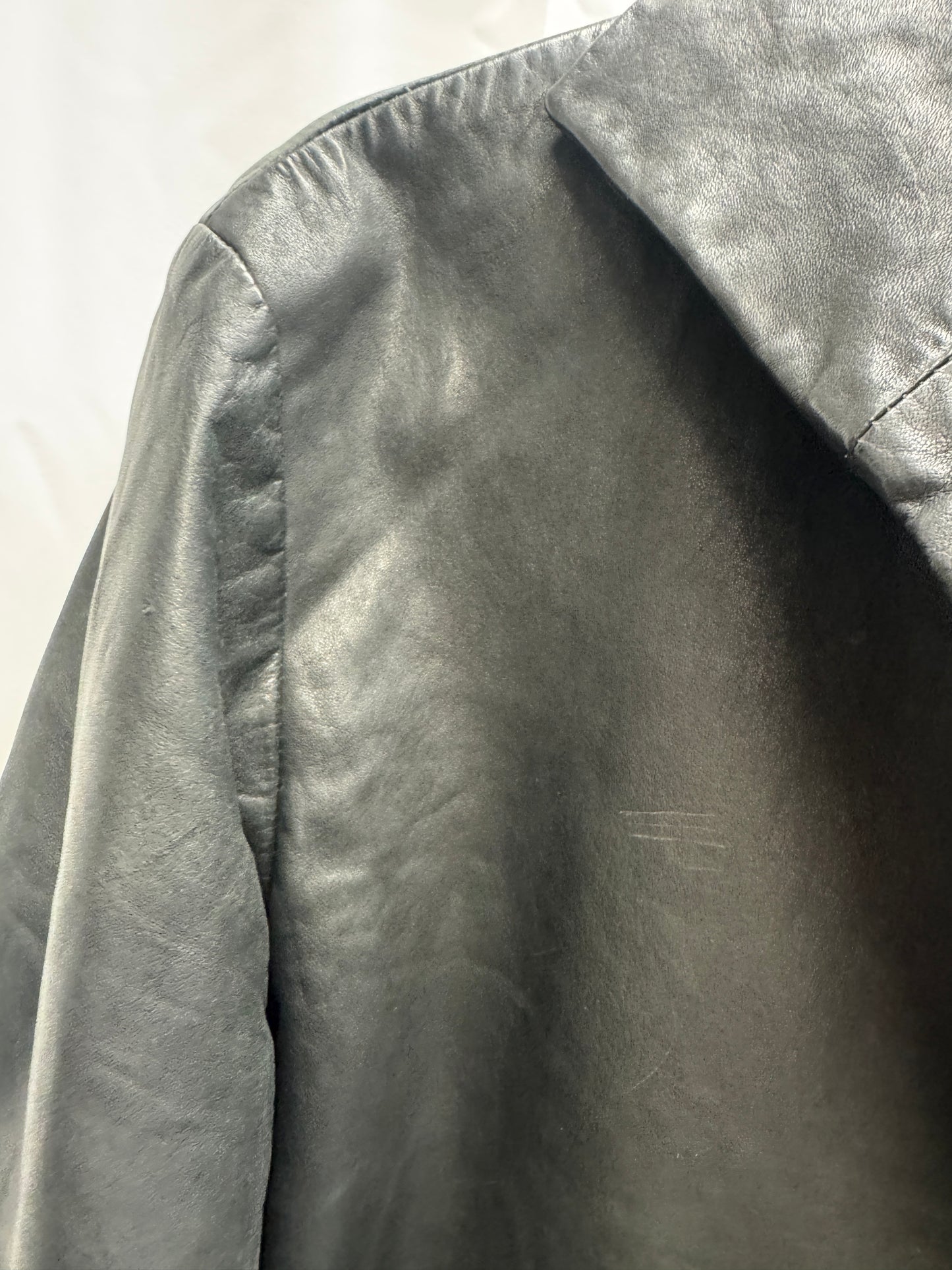 Cedric Jacquemyn hraun textured sheepskin collared leather jacket
