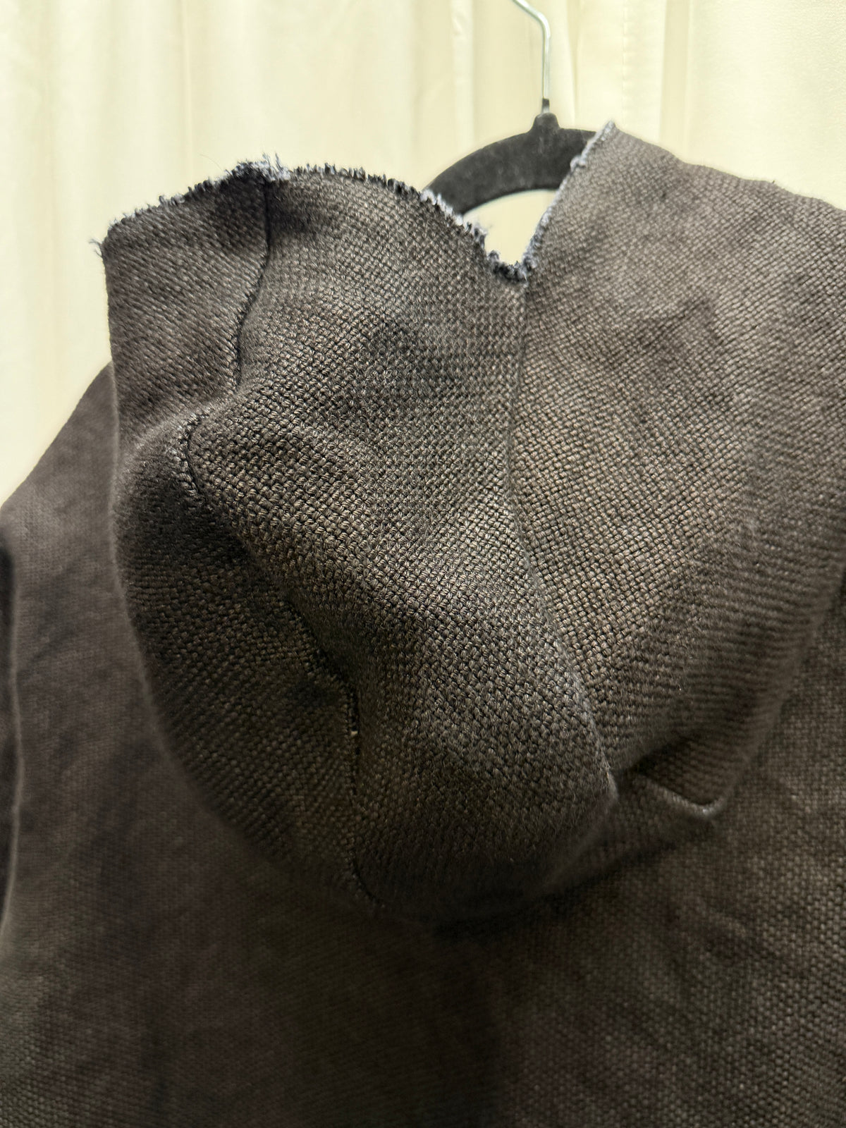 m.a+ Thick Linen Hooded One-Piece Aviator Jacket — Charcoal Black (L)