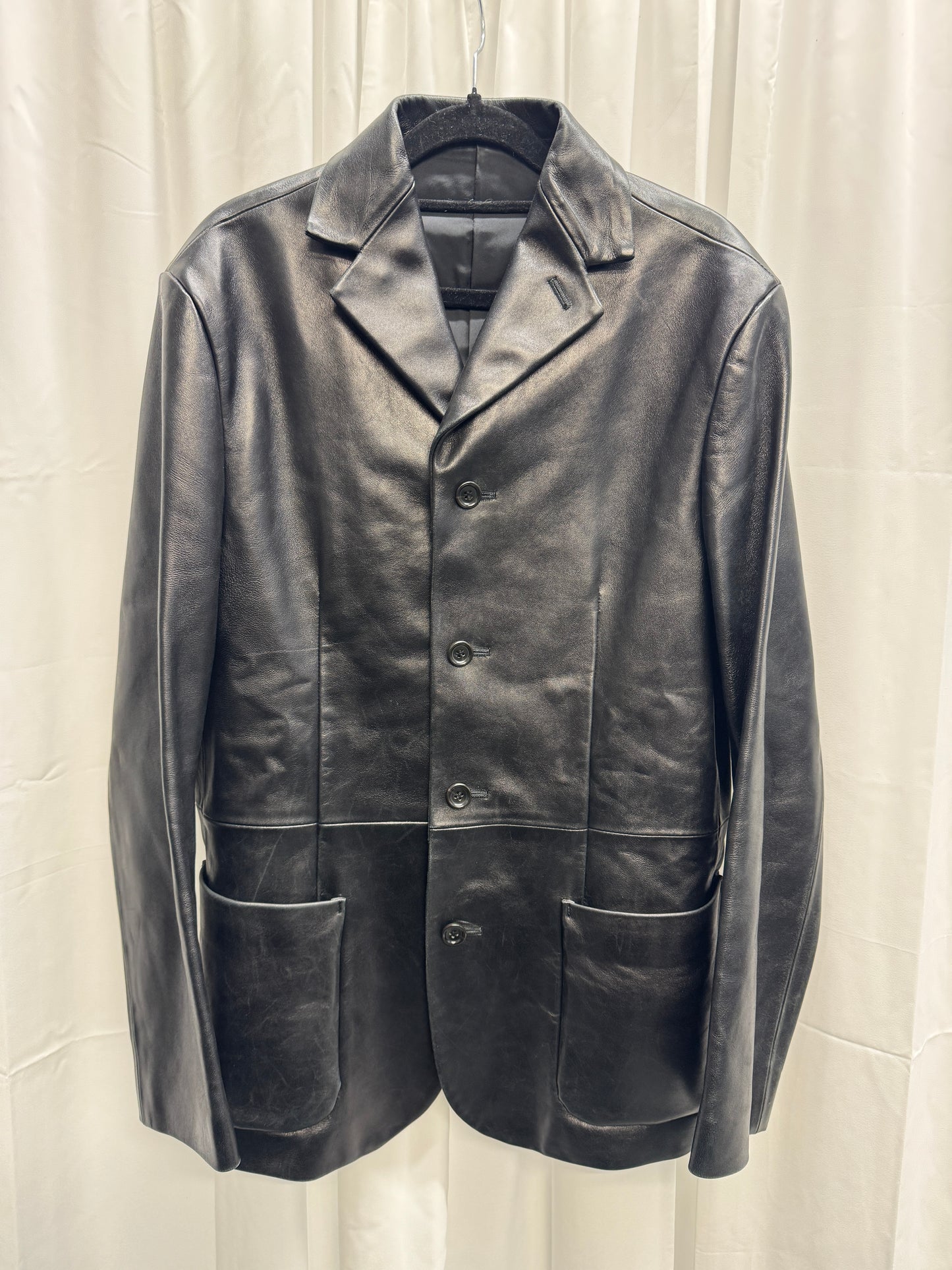 Masaki Matsushima Homme c.1999 Structured Leather Blazer Jacket