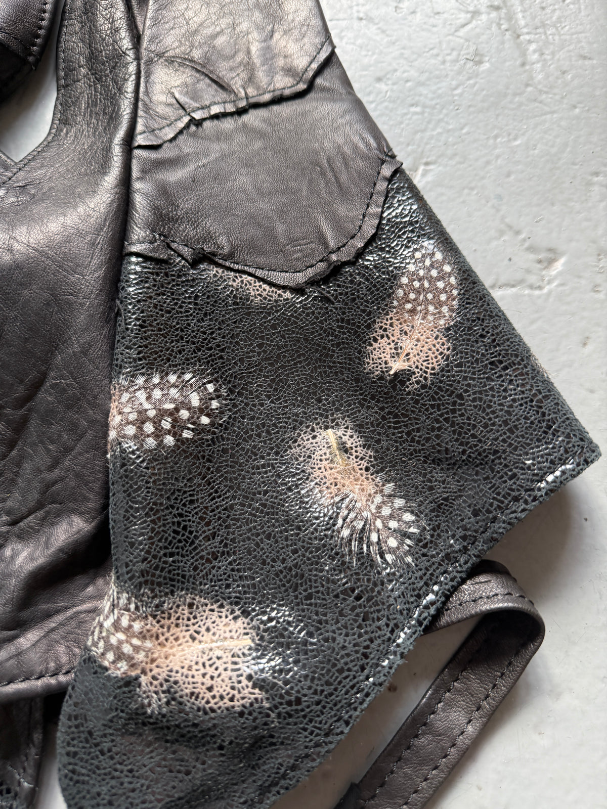 Yasuyuki Ishii Resinated Feather Patched Leather Vest