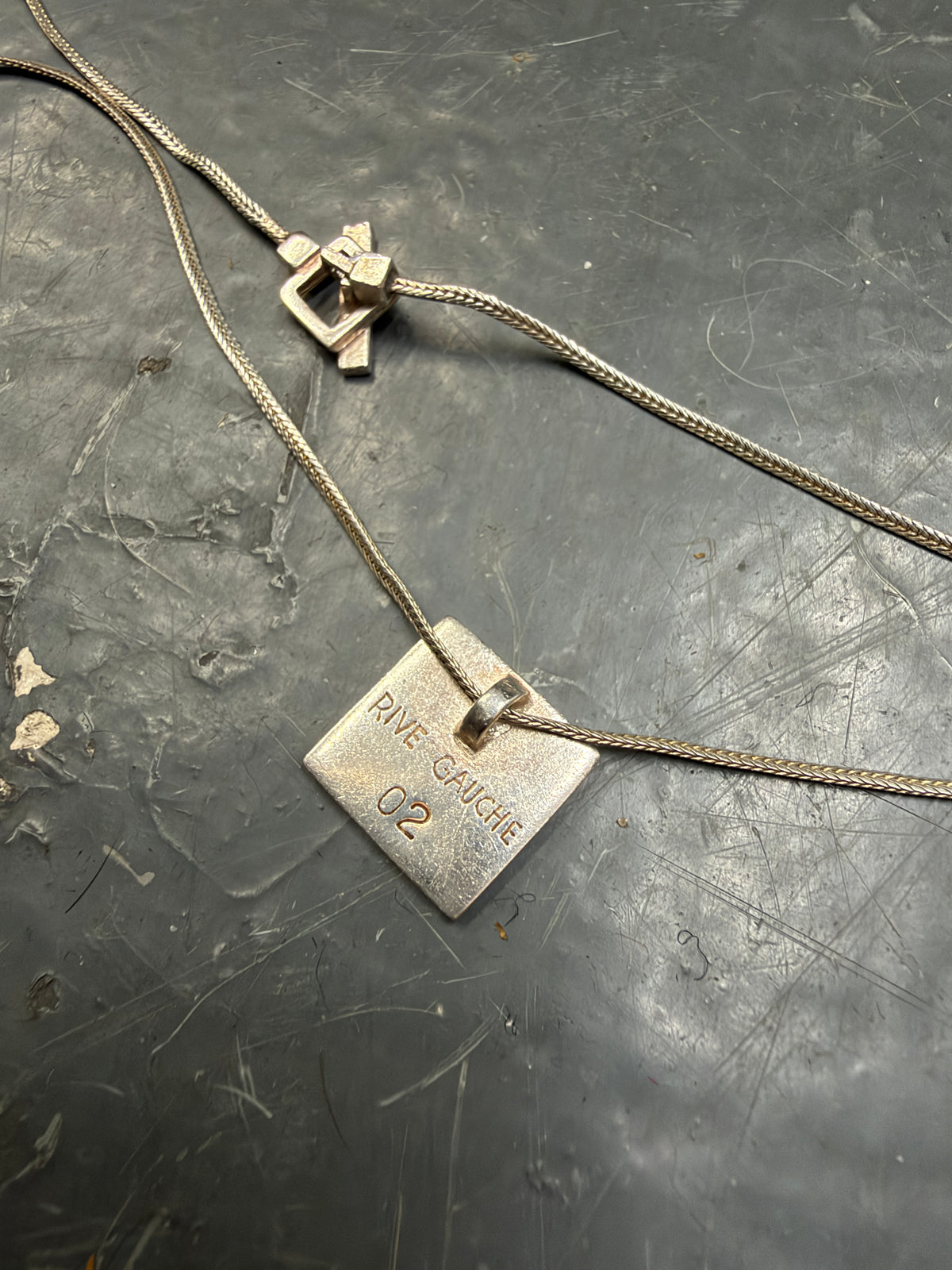 Yves Saint Laurent Rive Gauche Hedi Slimane 02 Square Pendant Necklace