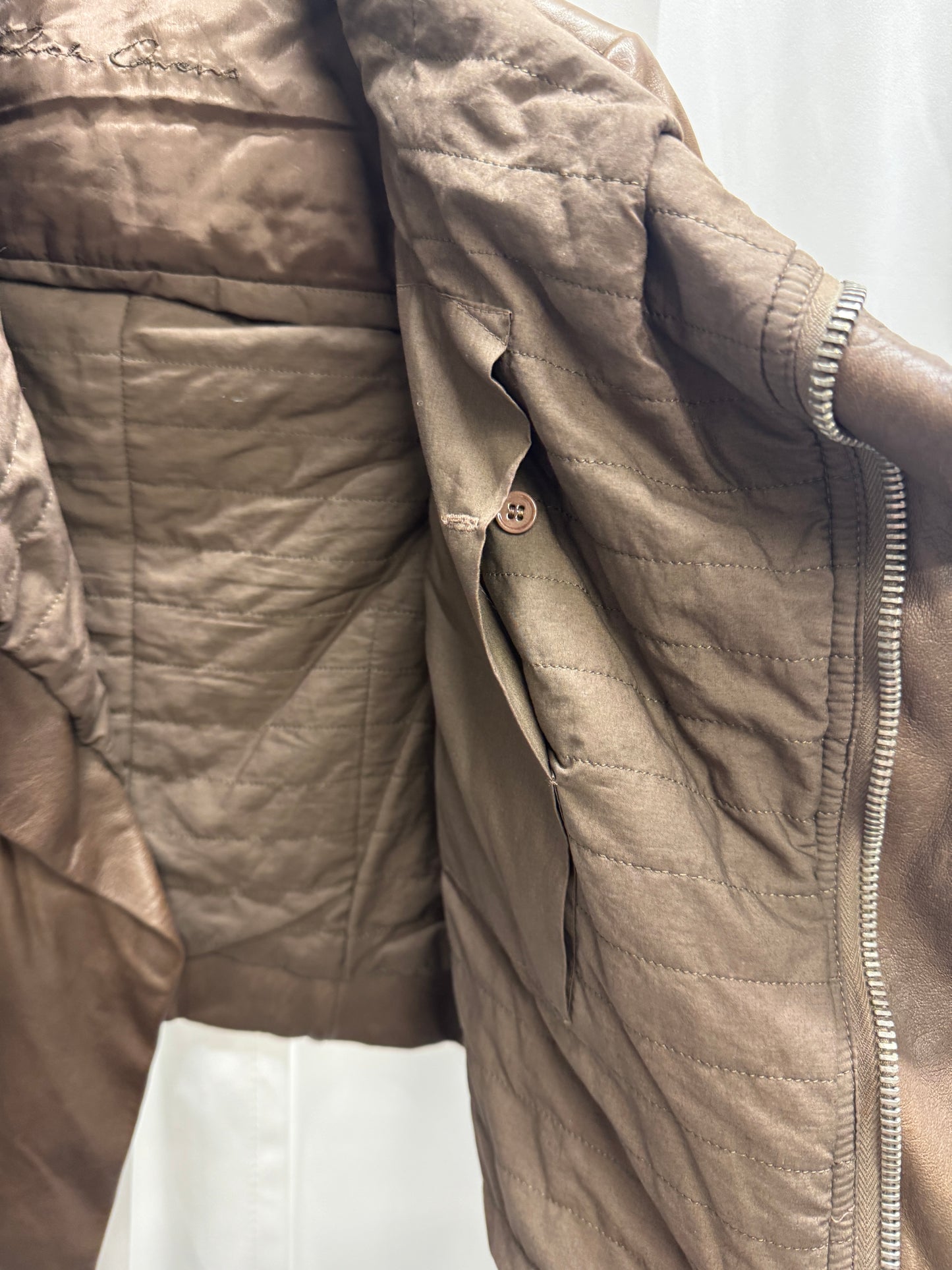 Rick Owens Asymmetric High Neck Leather Jacket