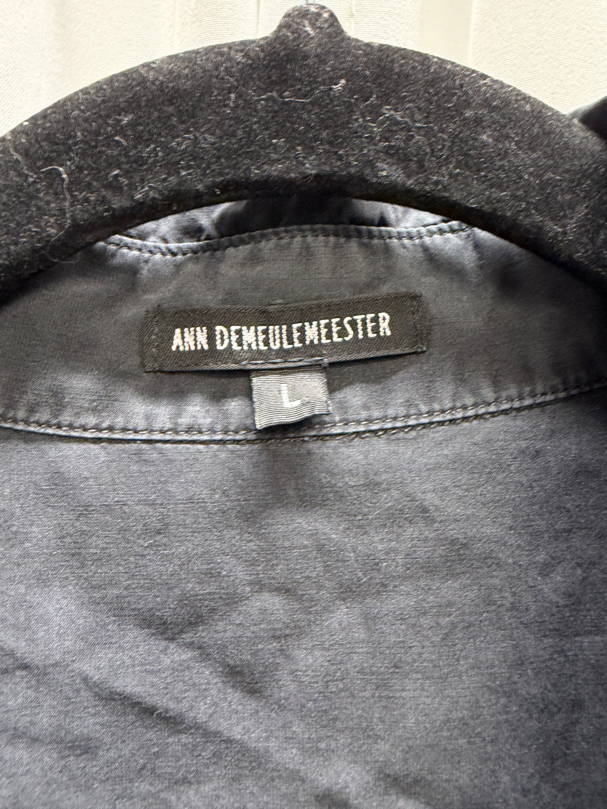 Ann Demeulemeester Silk Shirt with Contrast Hand-Stitched Placket (L)