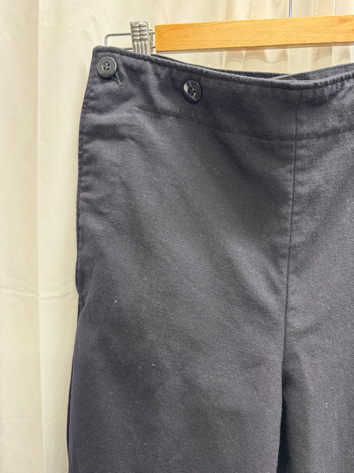 Vintage German Military Navy Buttoned Wool Trousers