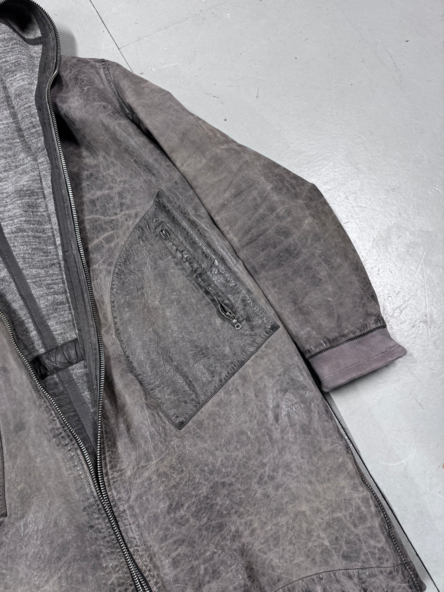 Isaac Sellam Full Zip Textured Leather Coat