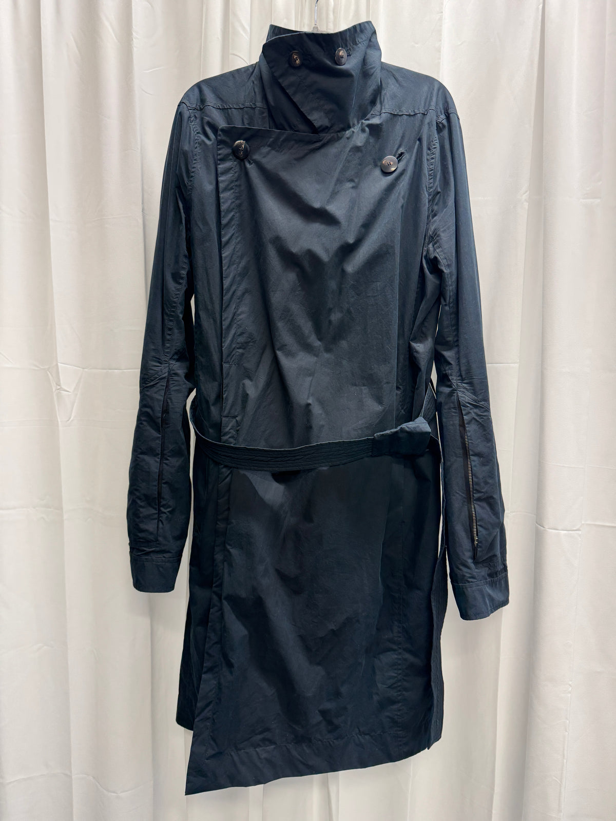 Rick Owens AW09 Crust Belted Cross-Front Sleeve Zip Coat
