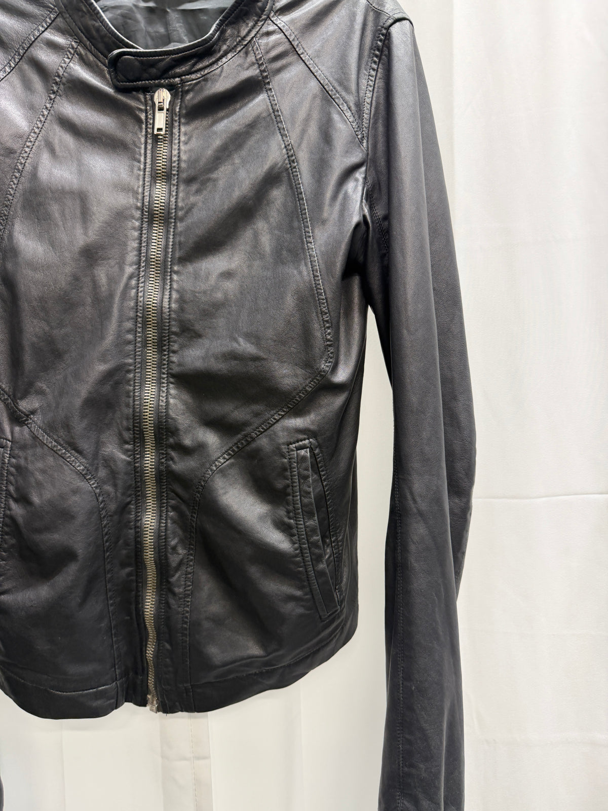 Rick Owens c.2010 Panelled Leather Zip Jacket (XS)