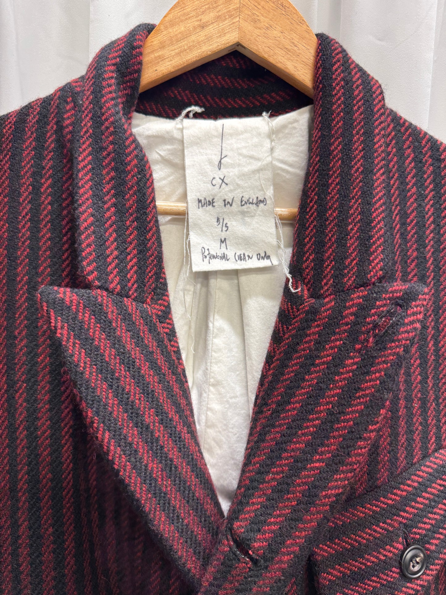 John Alexander Skelton CX AW21 British Wool Striped High Collar Coat