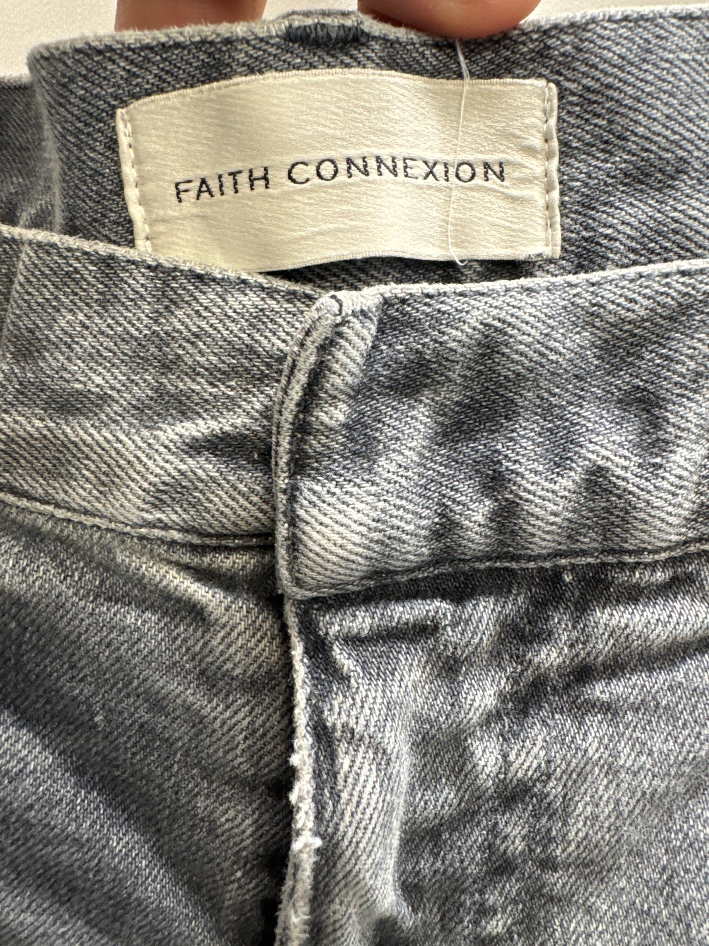 faith connexion grey denim splatter jeans