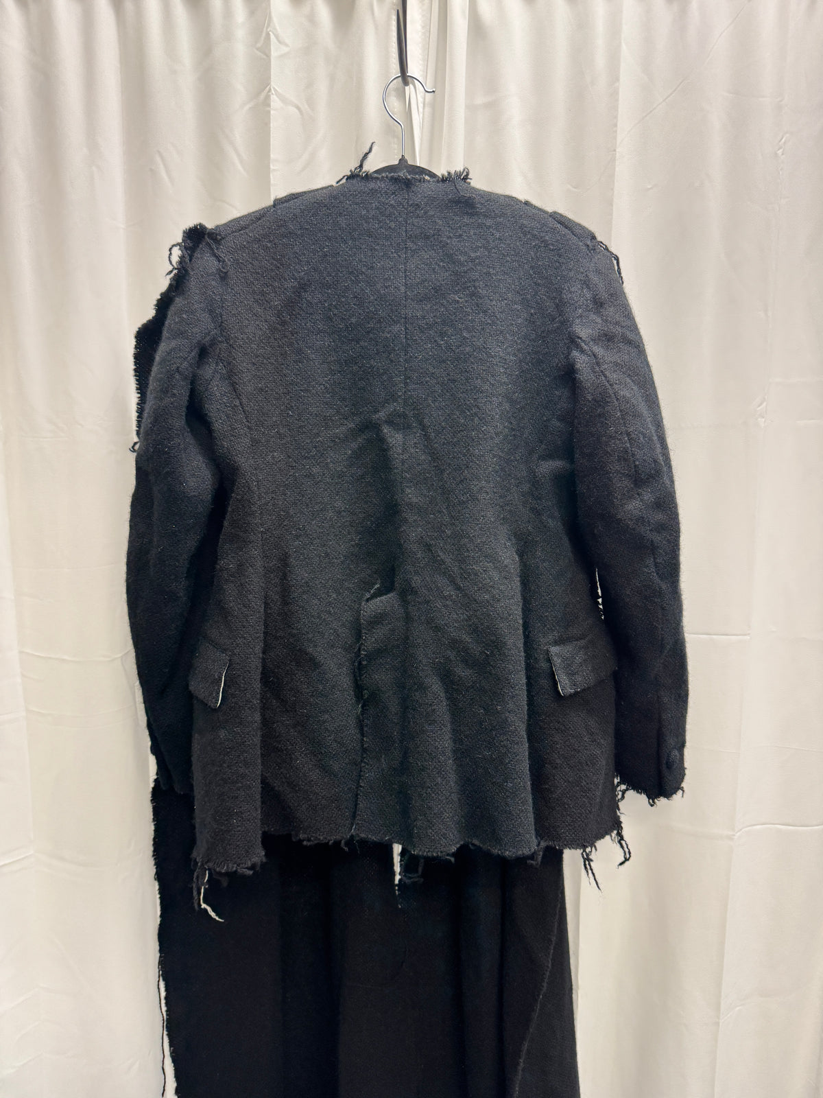 Elena Dawson Raw Wool Scarf Attachment Tailored Blazer