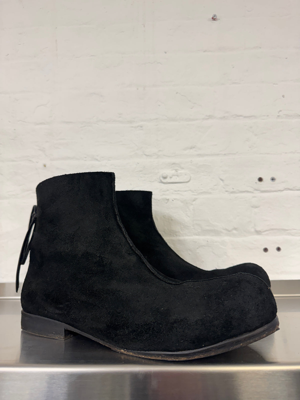 Carpe Diem Suede Backlace Curve Toe Boots
