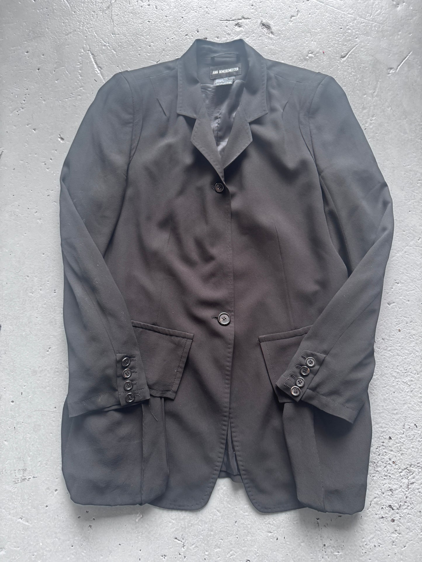 ann demeulemeester extended detail silk blazer