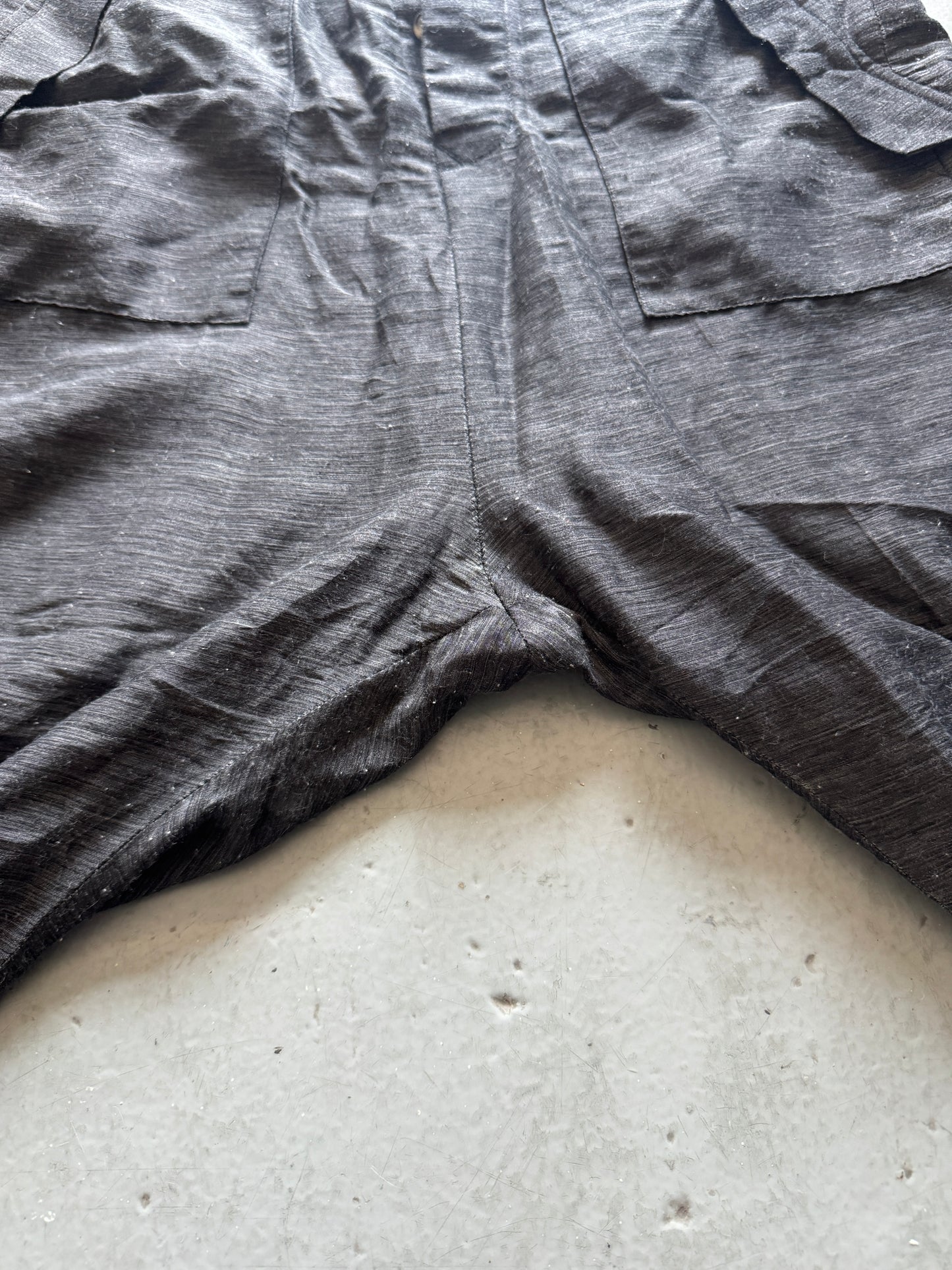 rick owens 2000s linen overlap pocket trouser