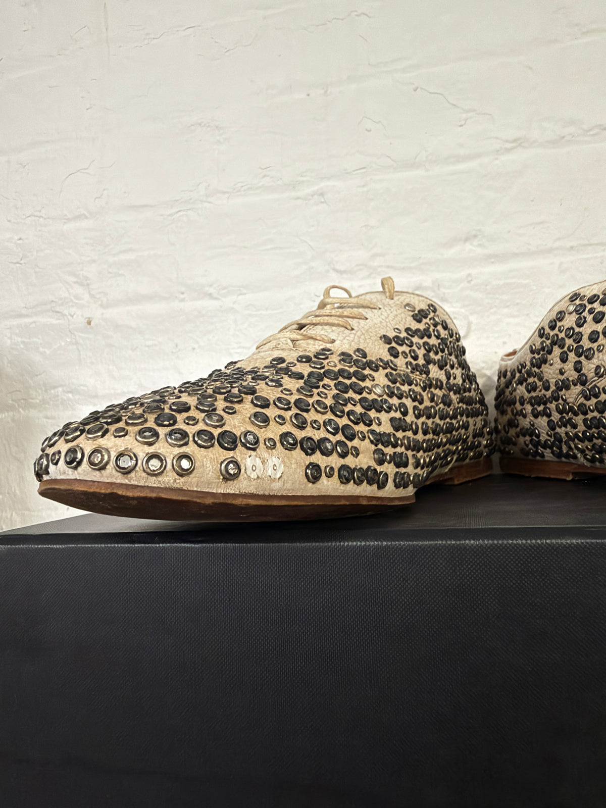 Saint Laurent Paris All Over Studded Leather Derby Shoes (44/45)
