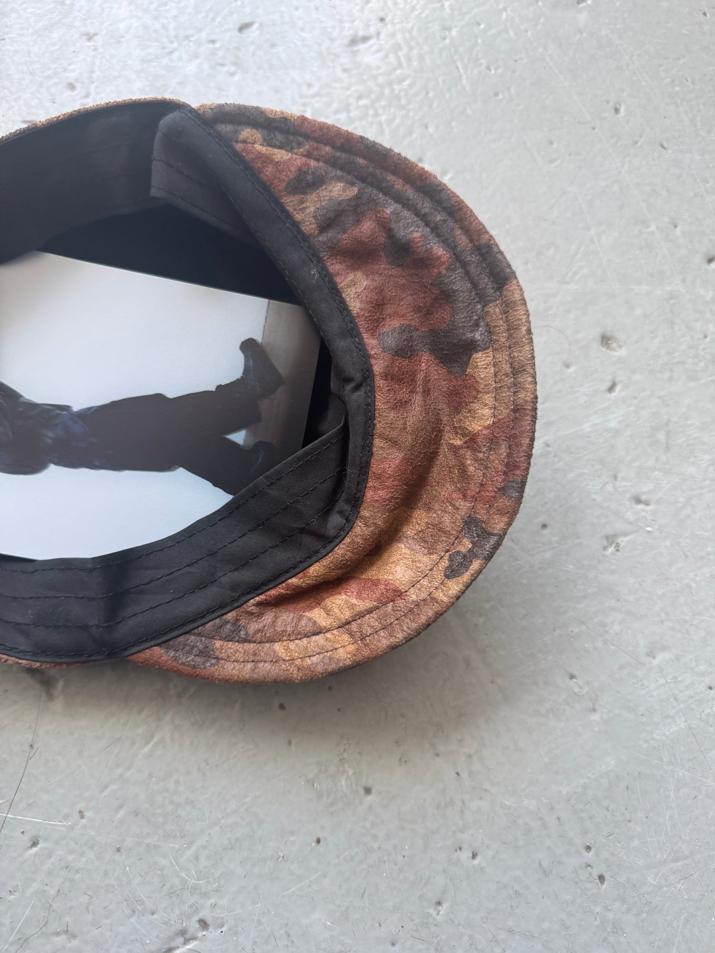 camo leather casquette hat
