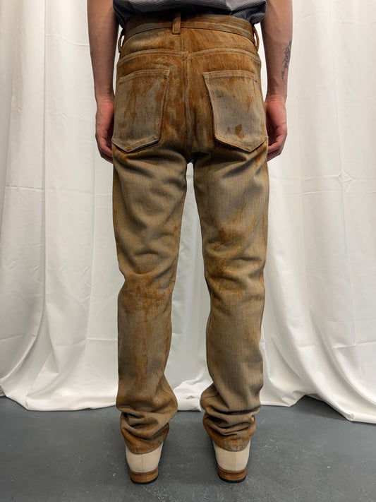 DEEPTI 018-19 D145 Rust Stained Selvedge Denim Trouser