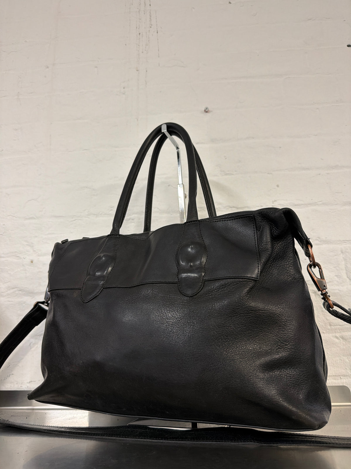 Mihara Yasuhiro 1990s Moulded Leather Buckle Crossbody Bag