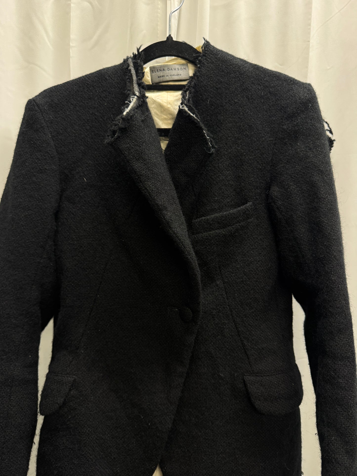 Elena Dawson Raw Wool Scarf Attachment Tailored Blazer