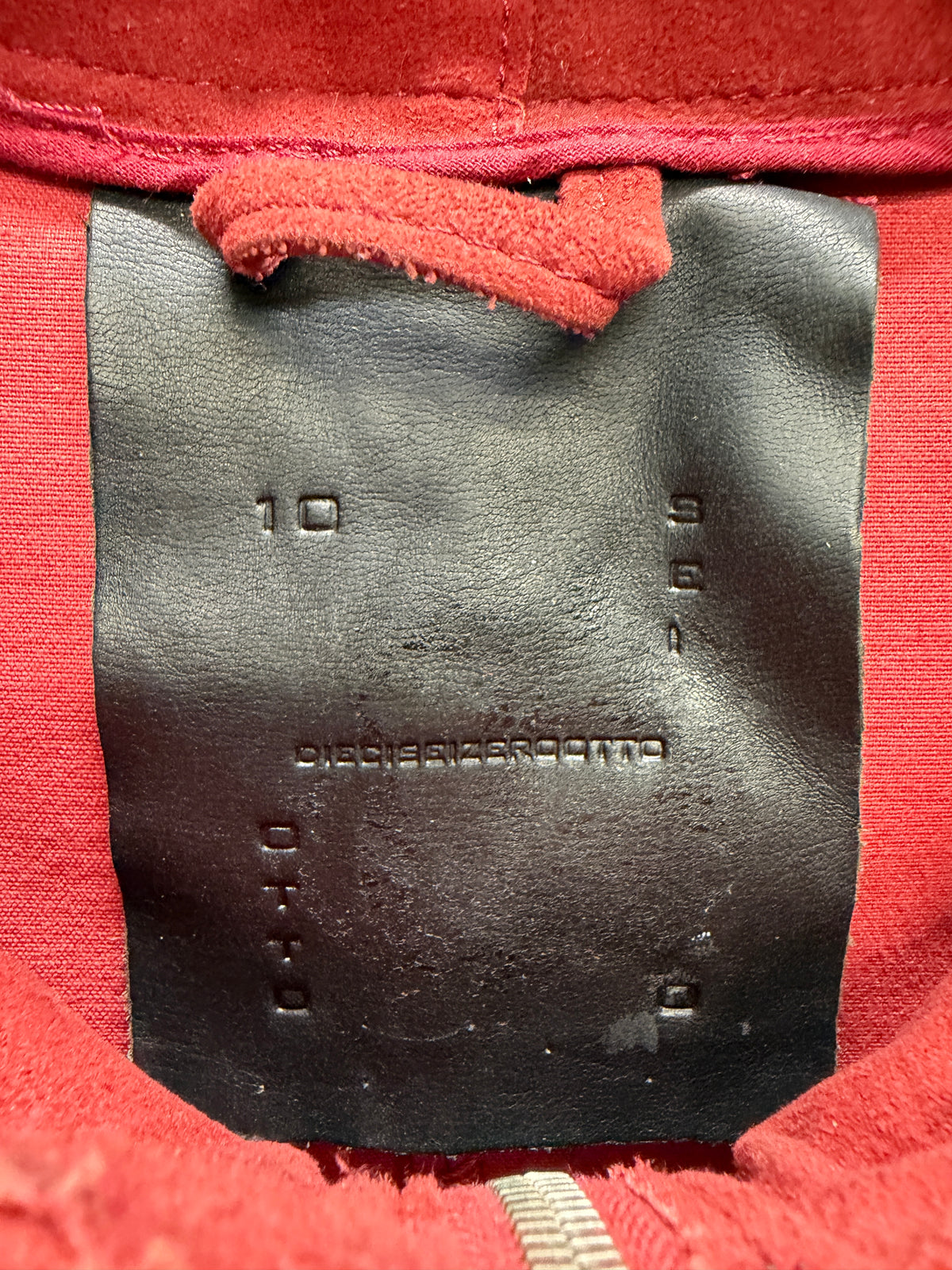 10Sei0Otto Stretch Leather Red Overlock Jacket (L)