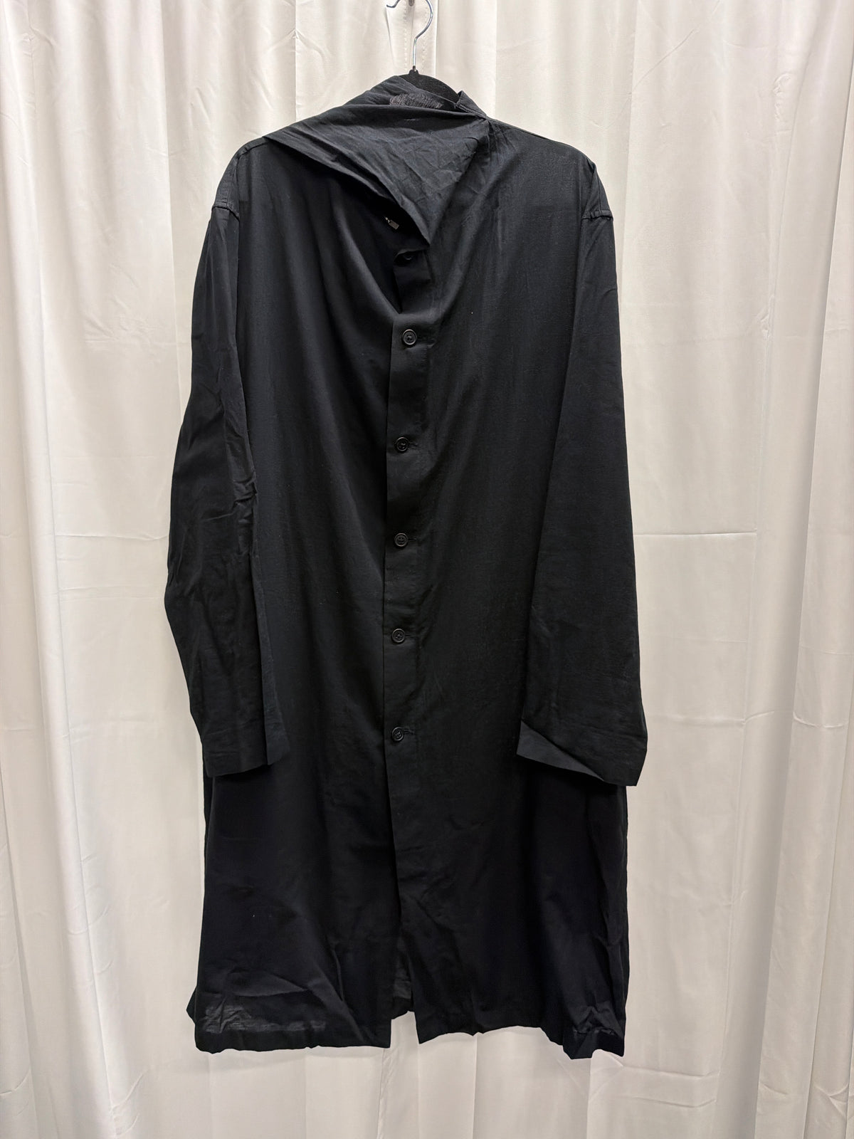 Yohji Yamamoto Pour Homme Attached Scarf Long Shirt Coat (M)