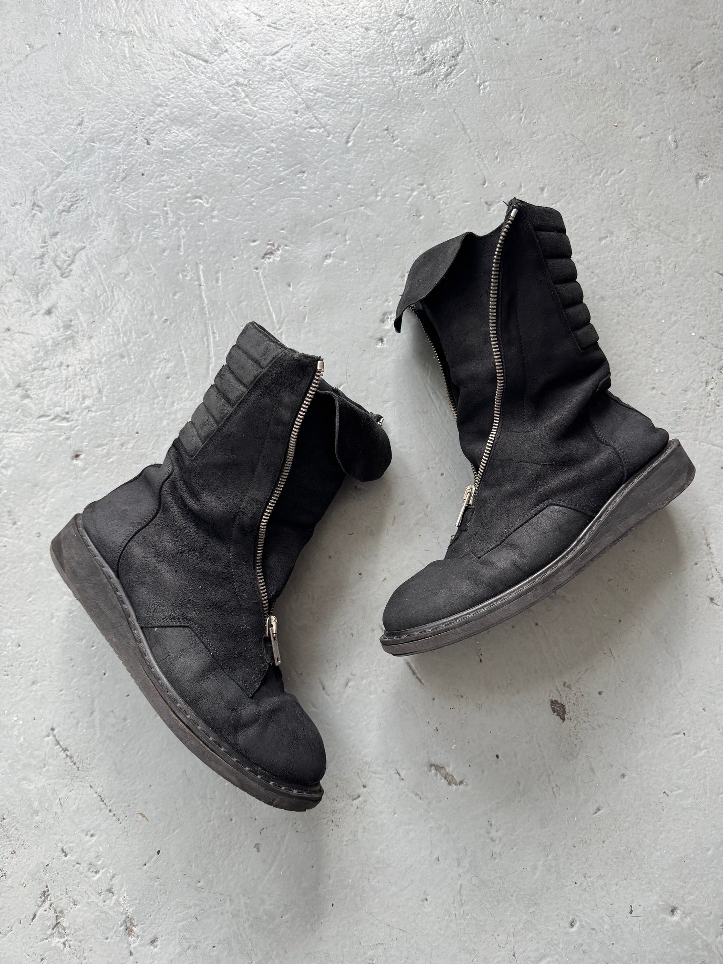 Rick Owens AW11 Limo Blistered Reverse Leather Mohawk Creeper Boot