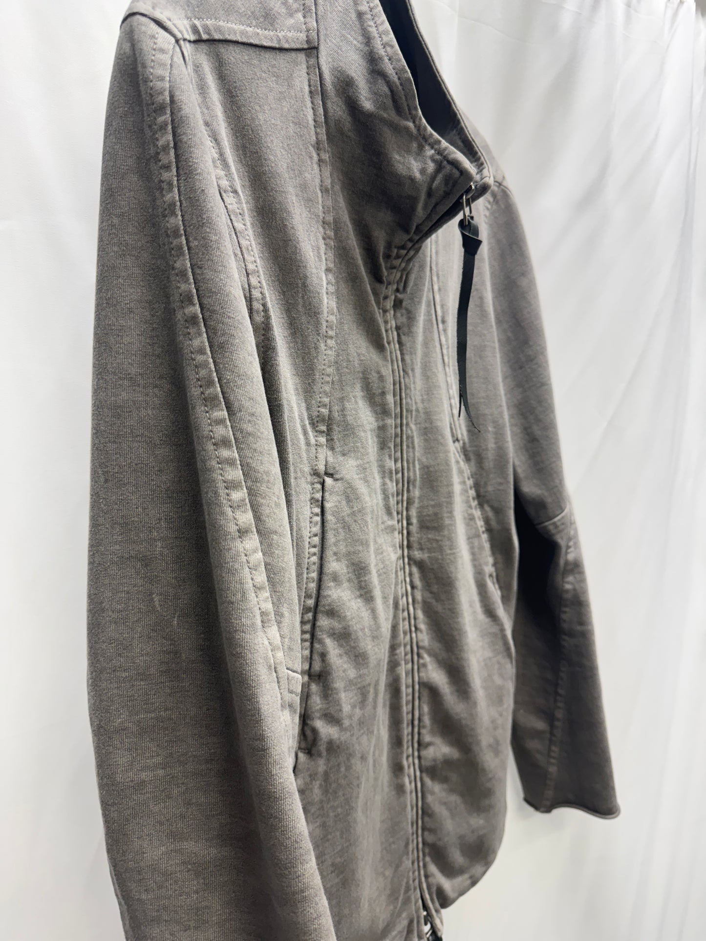 the viridi anne anatomical seam leather detail raw jacket