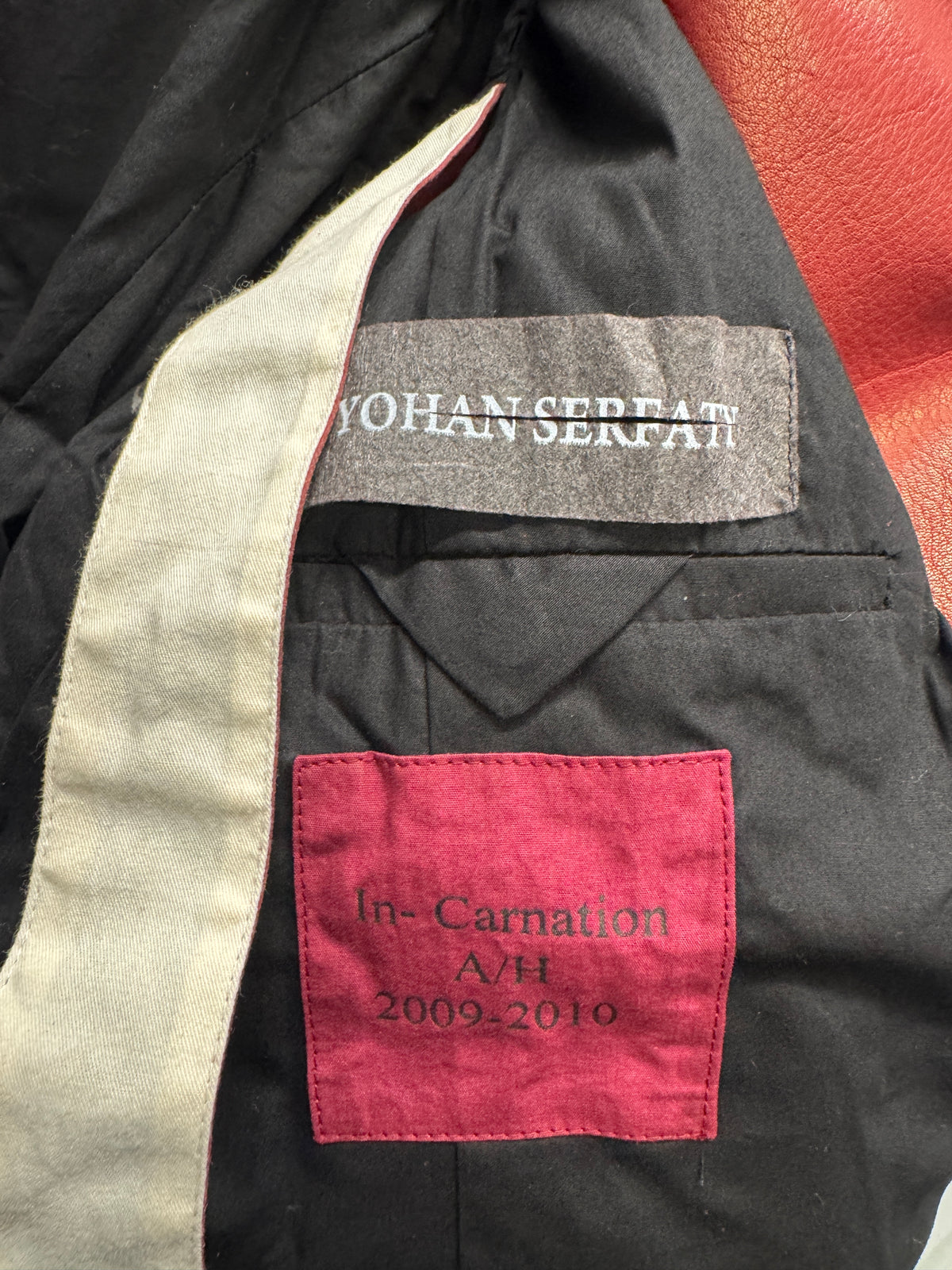 YOHAN SERFATY — In-Carnation AW09 Red Calfskin Clasped Blazer