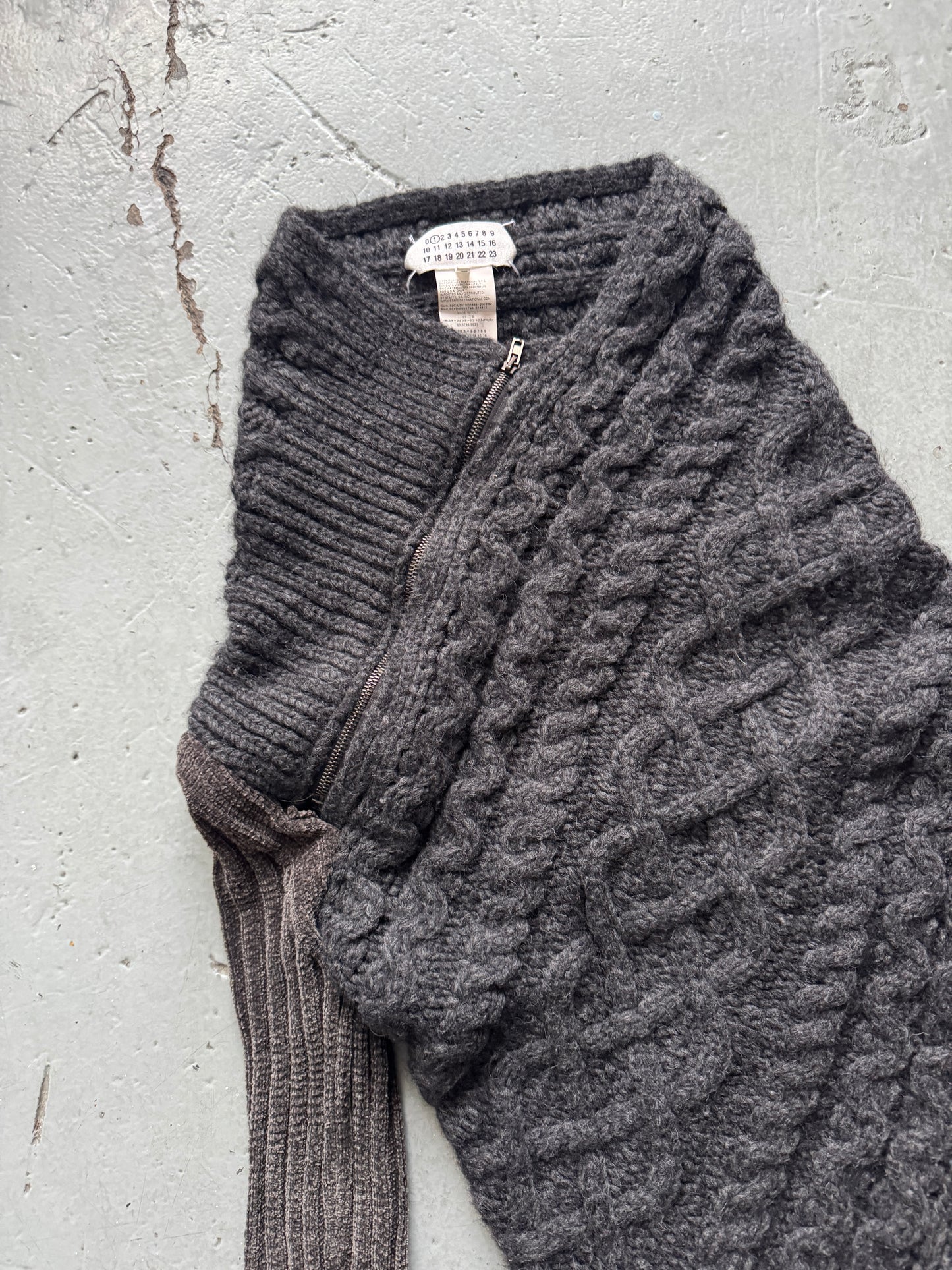 martin margiela twisted zipper knit