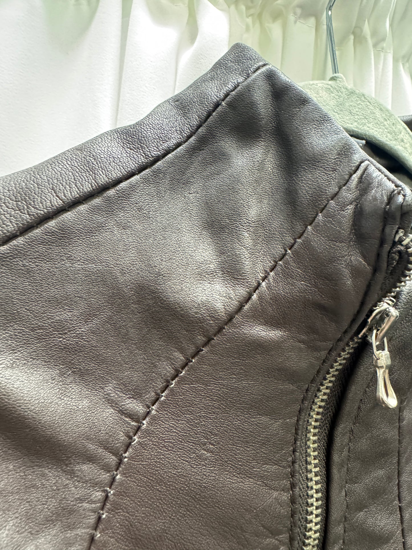 julius leather overlocked asymmetric zipper jacket
