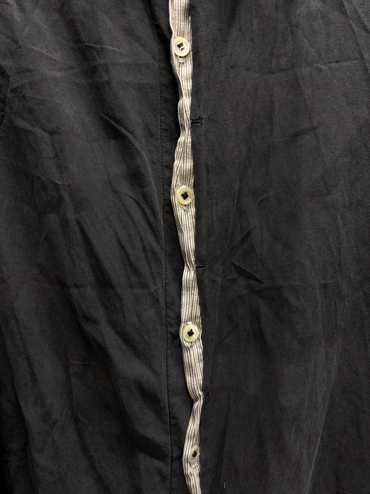 Ann Demeulemeester Silk Shirt with Contrast Hand-Stitched Placket (L)