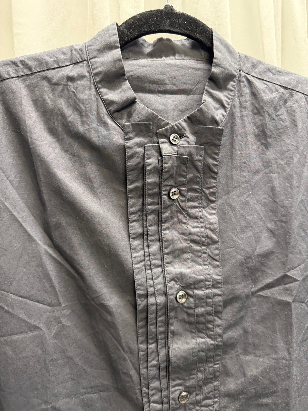 Maison Martin Margiela SS10 Charcoal Black Pintuck Placket Shirt (L)