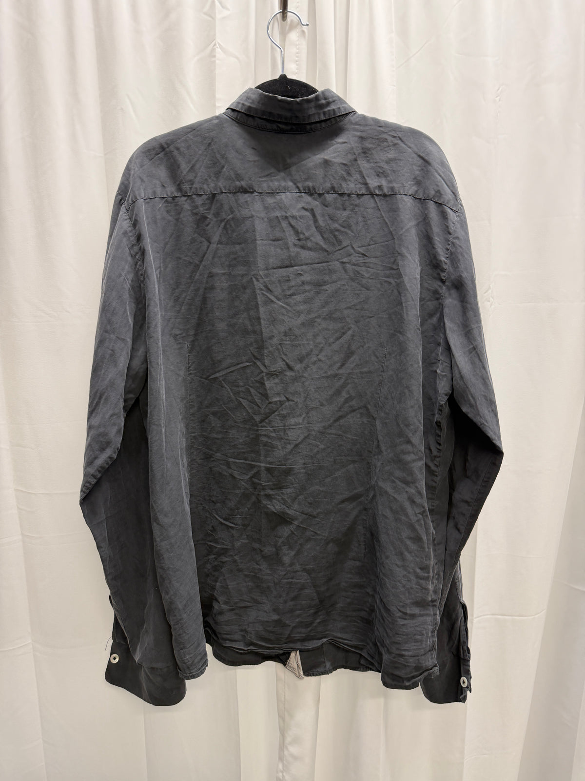 Ann Demeulemeester Silk Shirt with Contrast Hand-Stitched Placket (L)