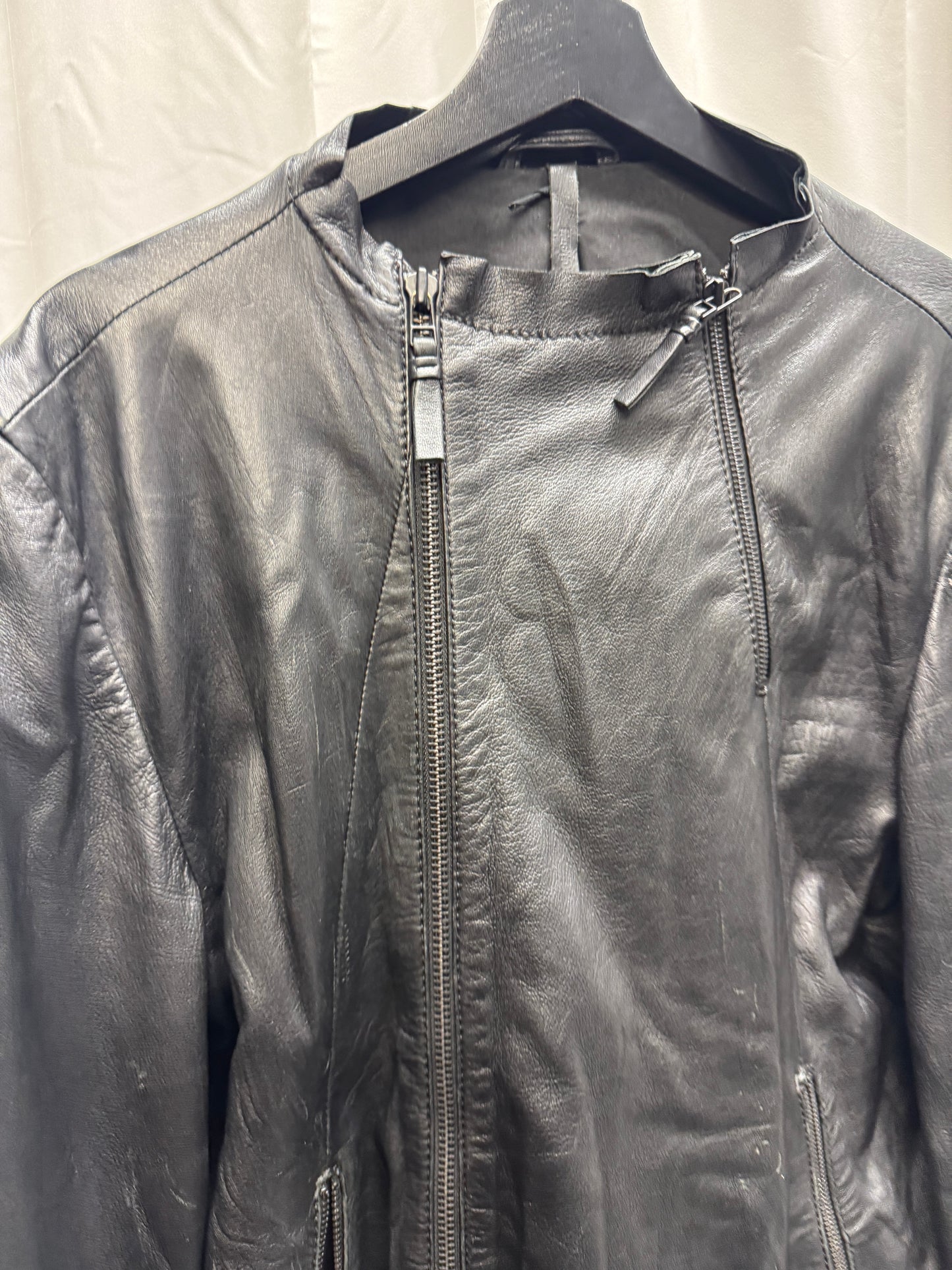 barbara i gongini zip thumbhole leather jacket