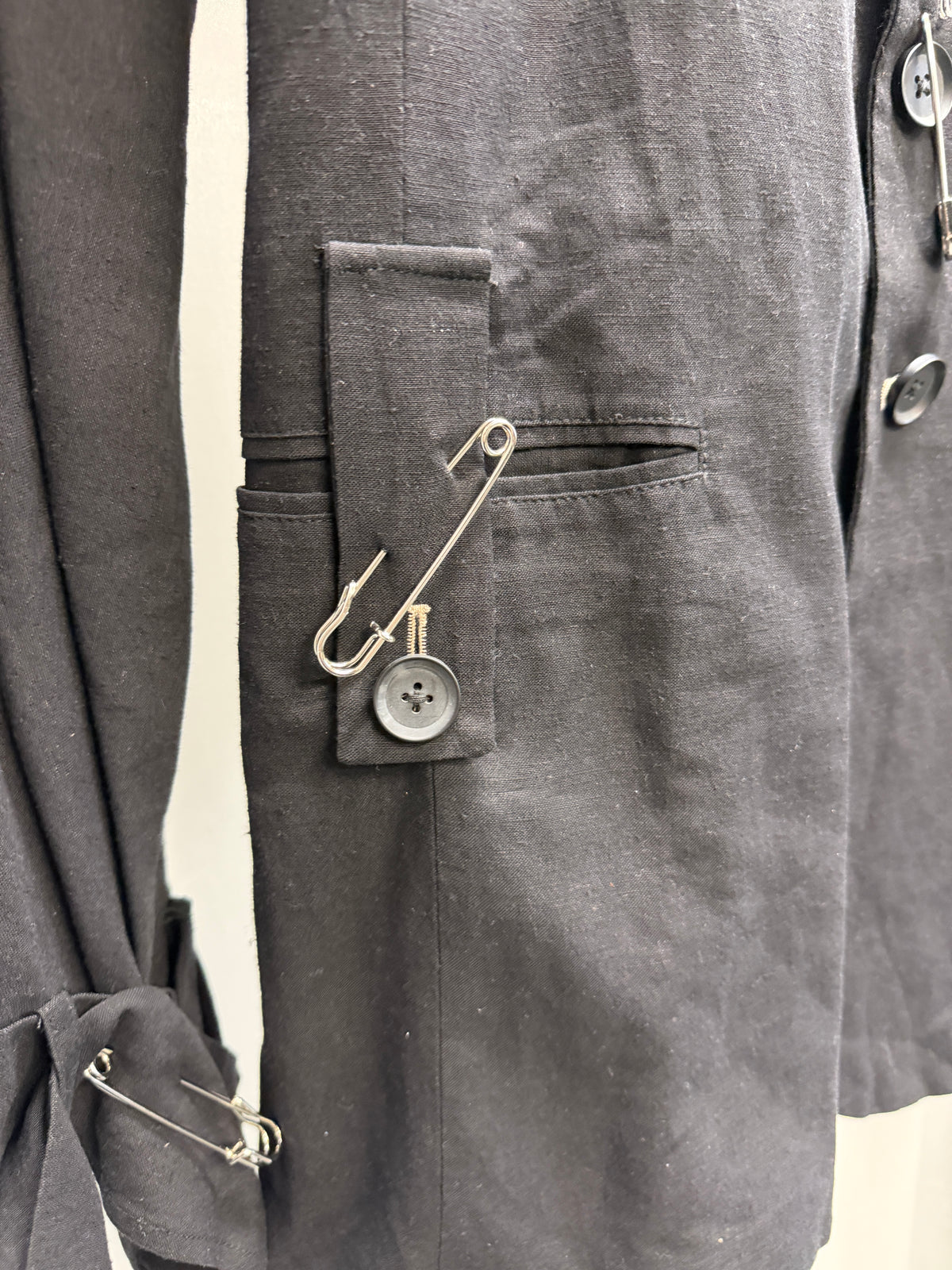 Yohji Yamamoto Pour Homme Cluster Safety Pin Asymmetric Buttoned Blazer (M)