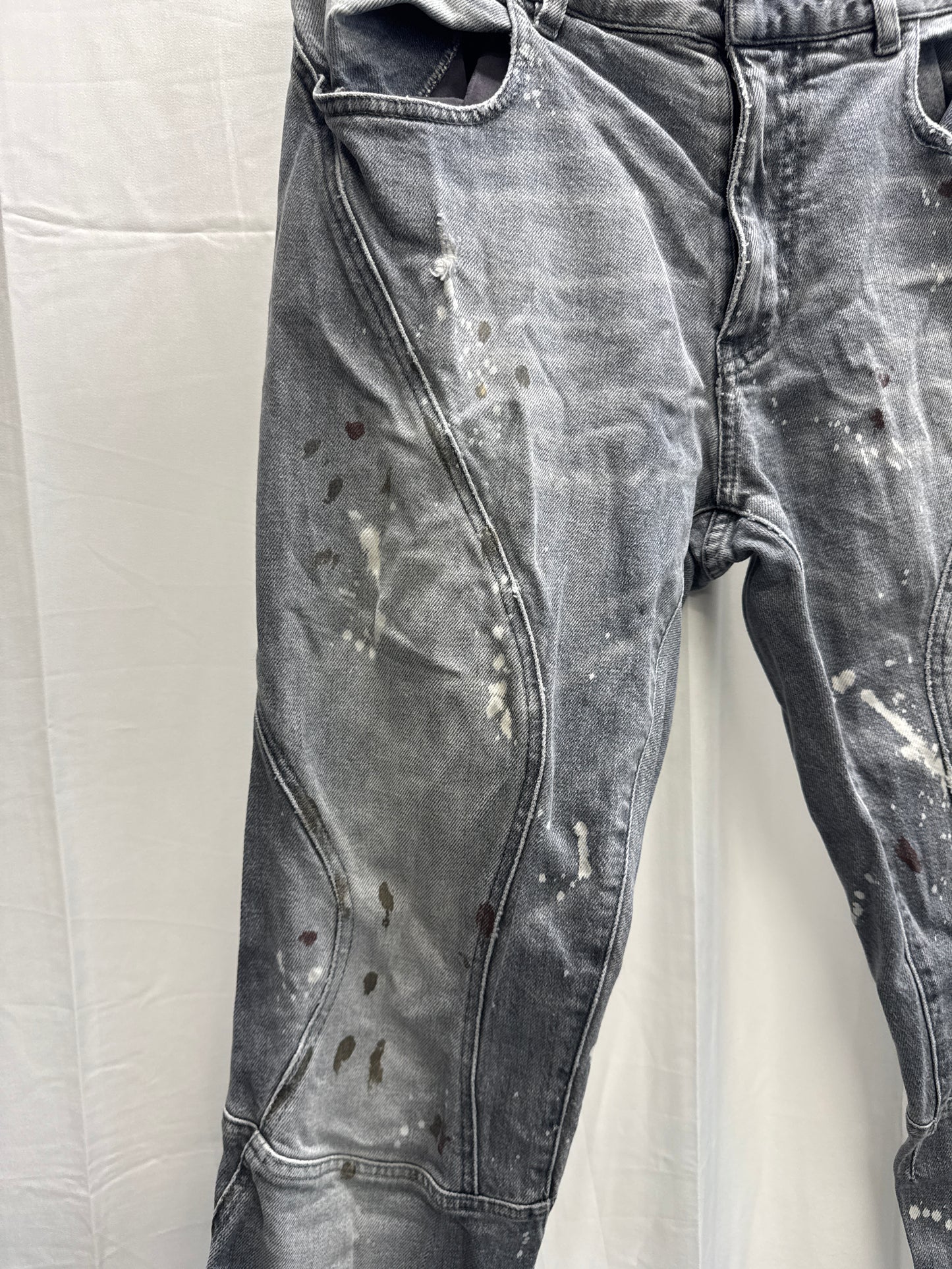 faith connexion grey denim splatter jeans